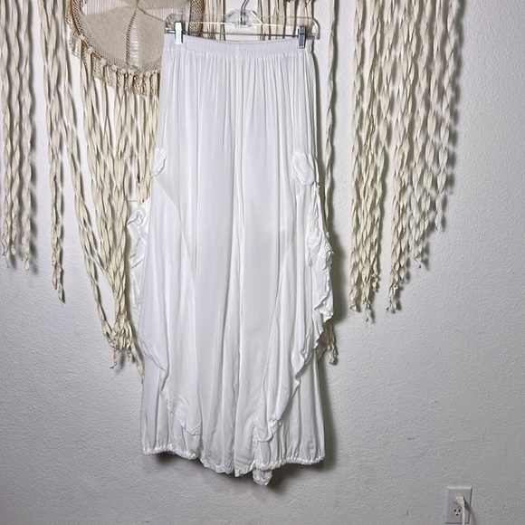 Catwalk Studio White lagenlook Bohemian Gypsy Wide Leg Flowy Pant M - Picture 1 of 9